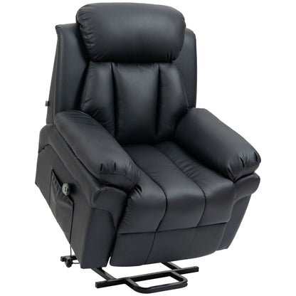 Electric Lift Recliner Armchair with Thick Padding and Remote Control, 96x93x105 cm, Black