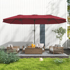 Double Umbrella with Air Vents and Crank, in Metal and Polyester, 4x2.2x2.34 m, Black and Red