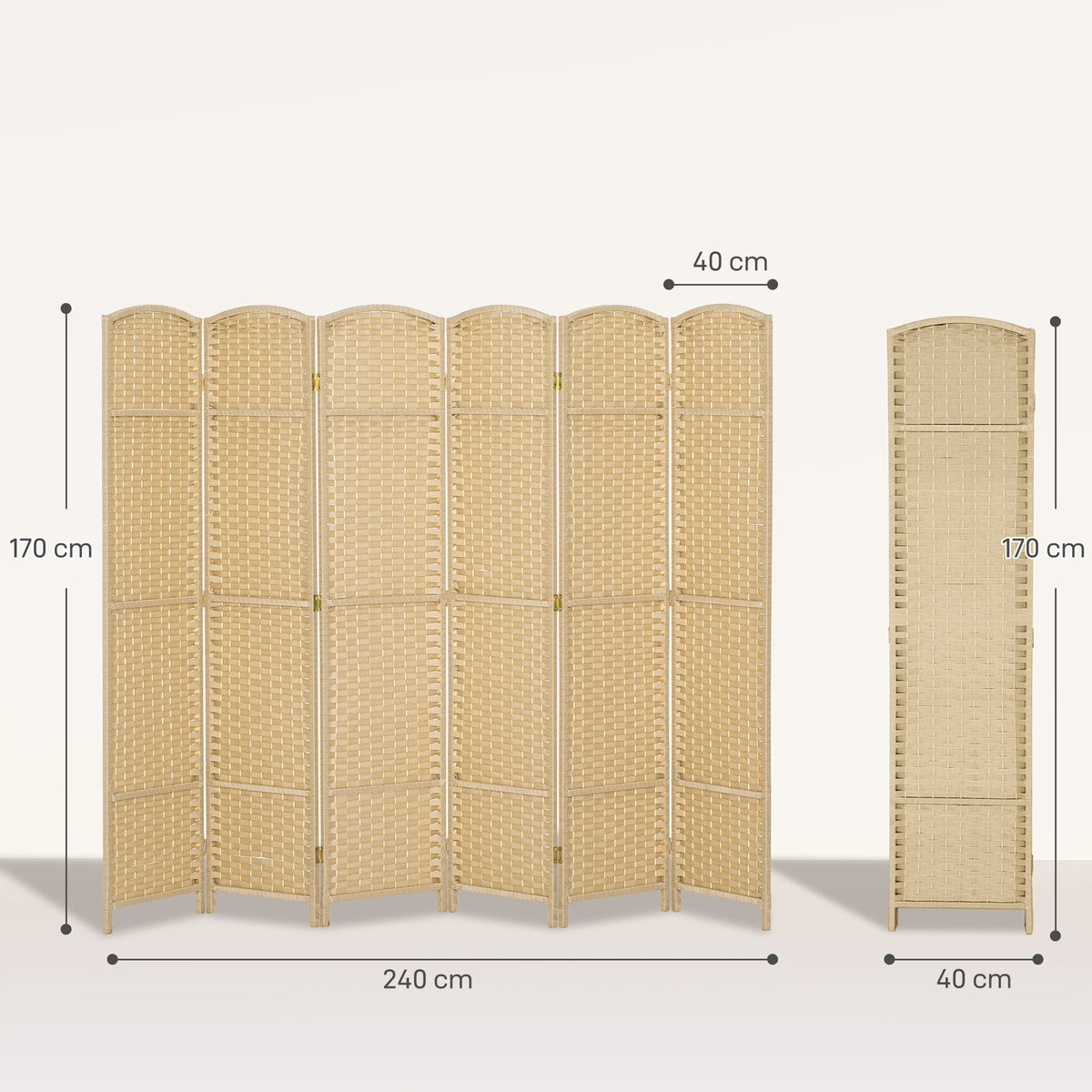 HOMCOM 6-Panel Folding Room Divider, 240x170 cm, Beige