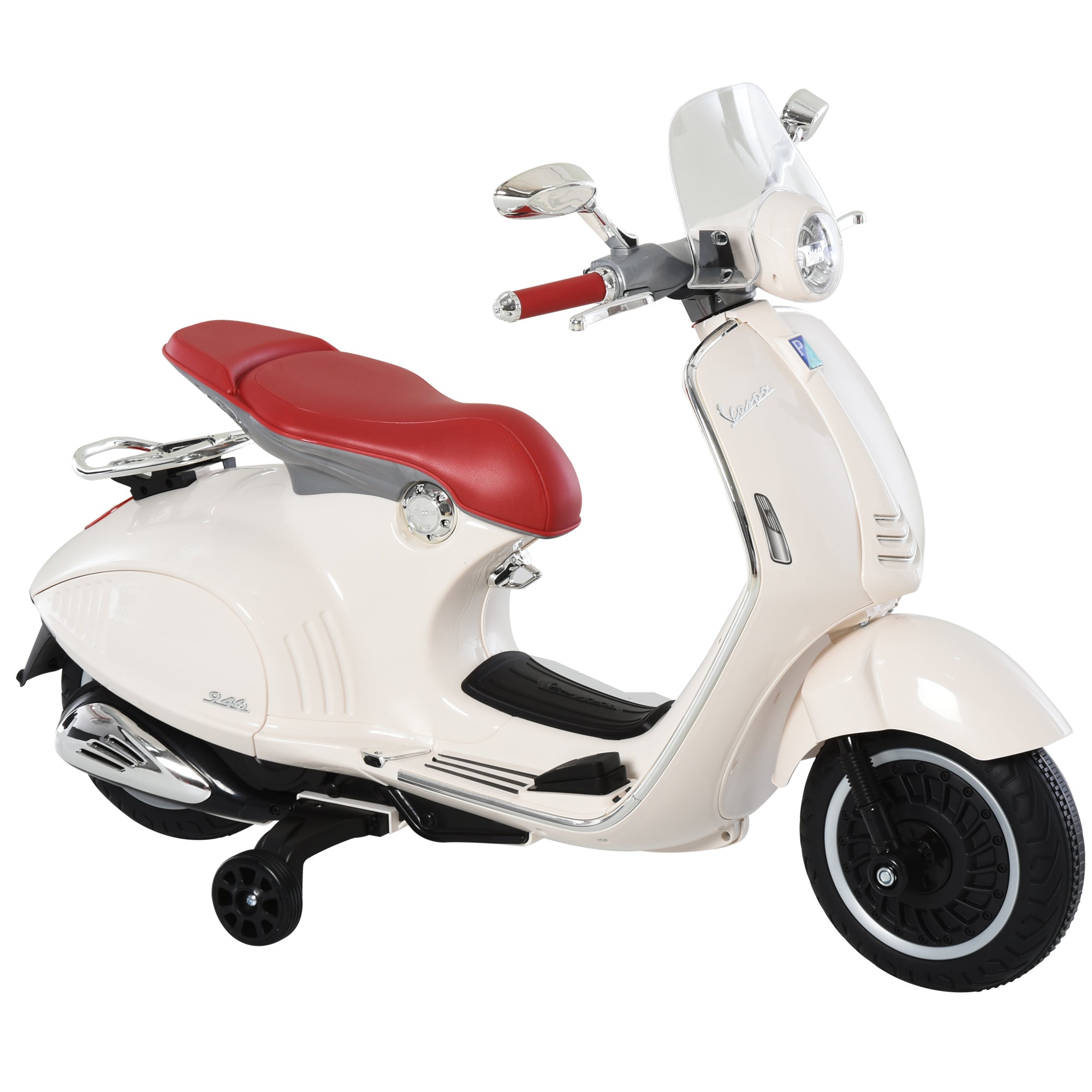 Homcom electric motorcycle for children with official Vespa, 2 wheel, lights and sounds, 108x49x75 cm, white - Borgè