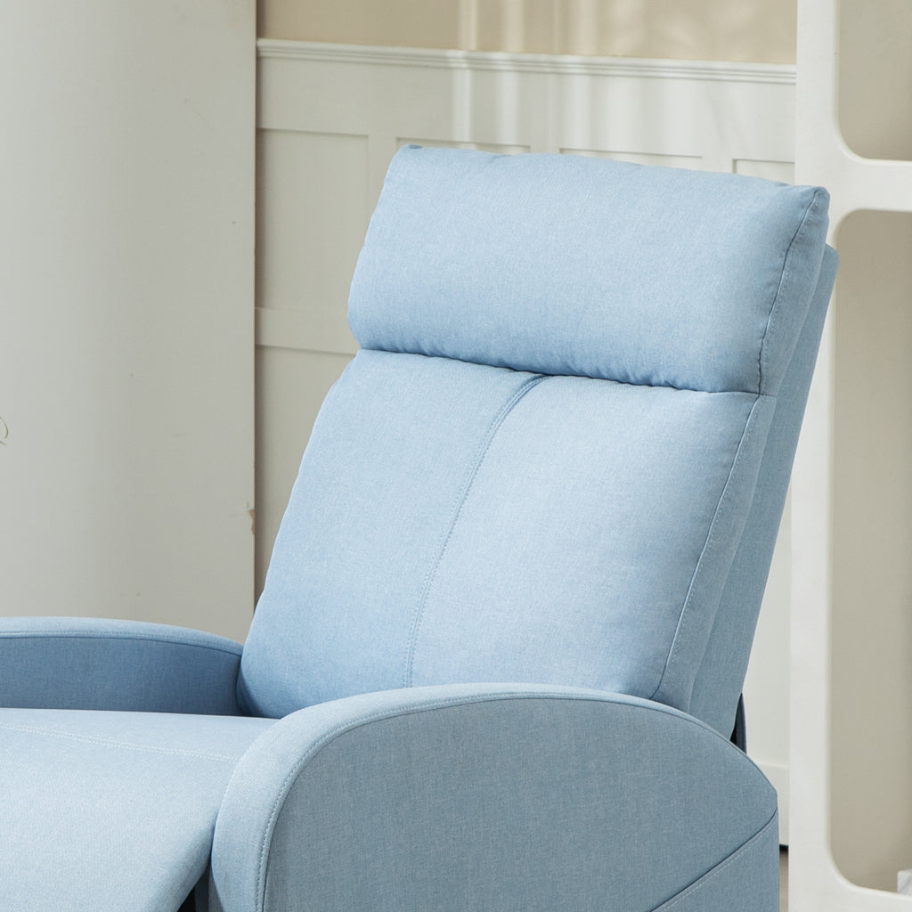Reclining Relax Chair with Footrest in Linen Effect Fabric, 69x85x100 cm, Blue