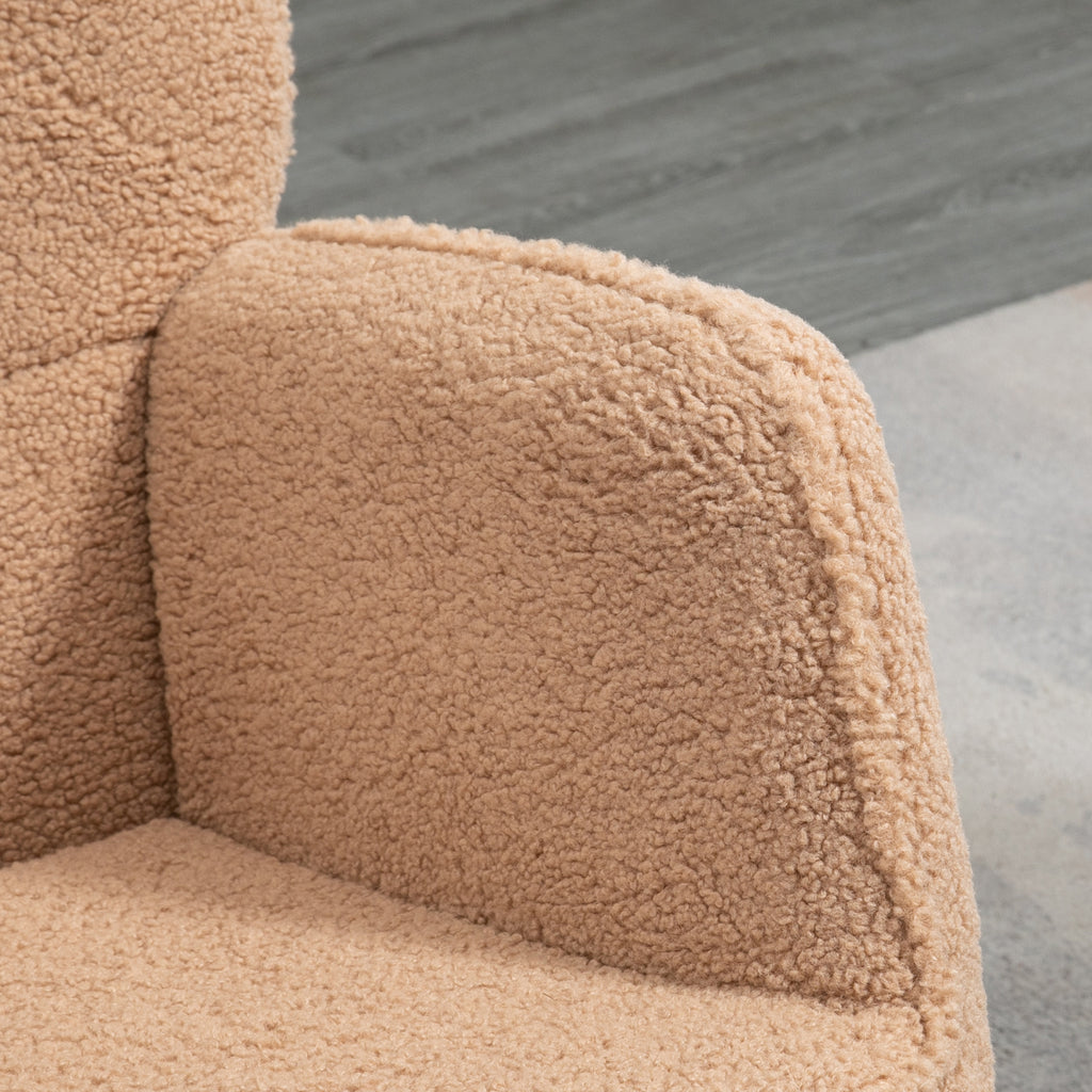 Upholstered Rocking Chair in Wood and Steel for Living Room and Bedroom, 71x98x101 cm, Brown