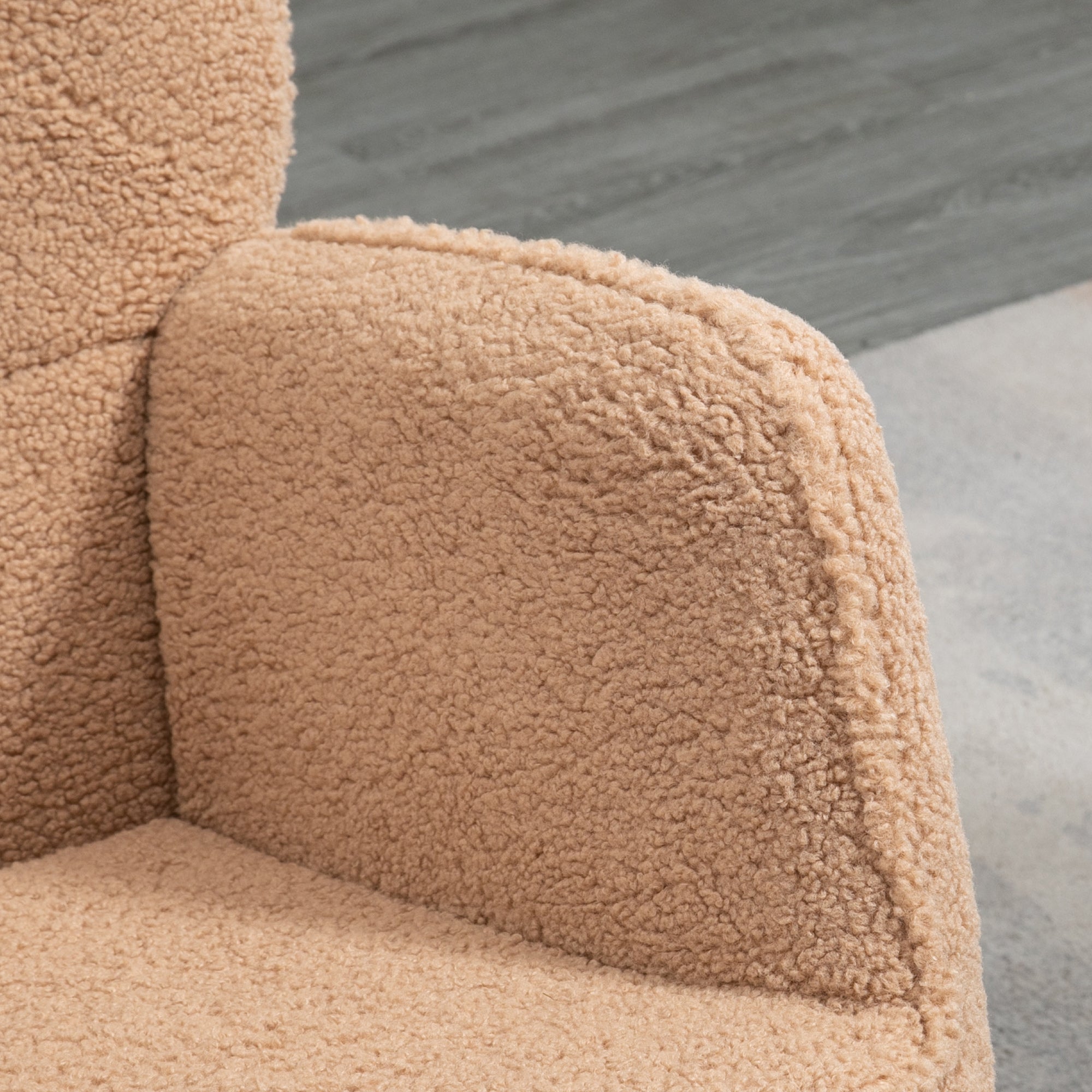 Upholstered Rocking Chair in Wood and Steel for Living Room and Bedroom, 71x98x101 cm, Brown