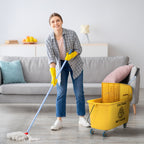 Professional 20L Floor Mop Bucket with Mop, Wringer, Wheels and Handle, 45x26.5x70 cm, Yellow