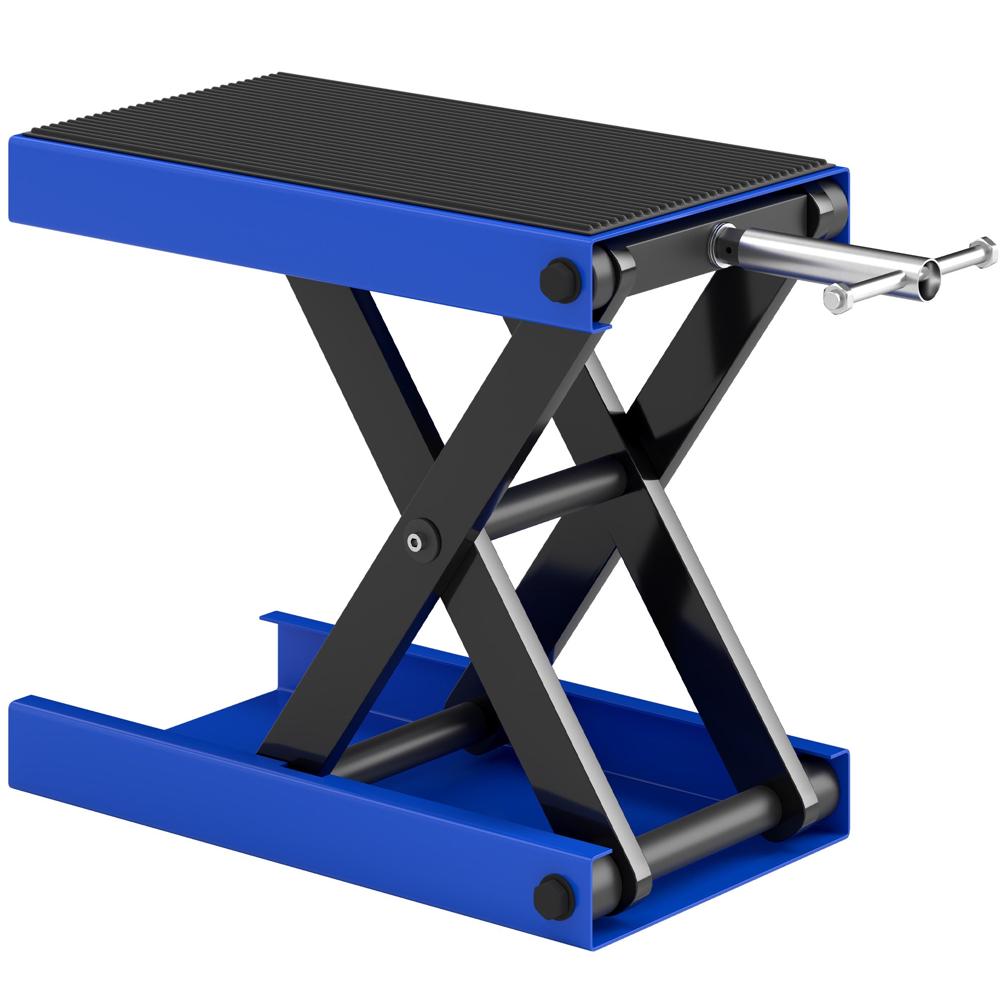 DURHAND Folding and Non-Slip Motorcycle Stand in Steel and Rubber, 41.5x23.5x10-37 cm, Blue and Black