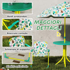 AIYAPLAY Kids Picnic Table and Chair Set with Green Umbrella