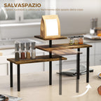 3-Tier Rotating Kitchen Shelf, Space-Saving, Wood and Steel, 40x10x36.5 cm, Rustic Brown