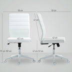 Ergonomic Office Chair with Curved Backrest, Adjustable PU Leather and Steel, 58x53x97-107 cm, White