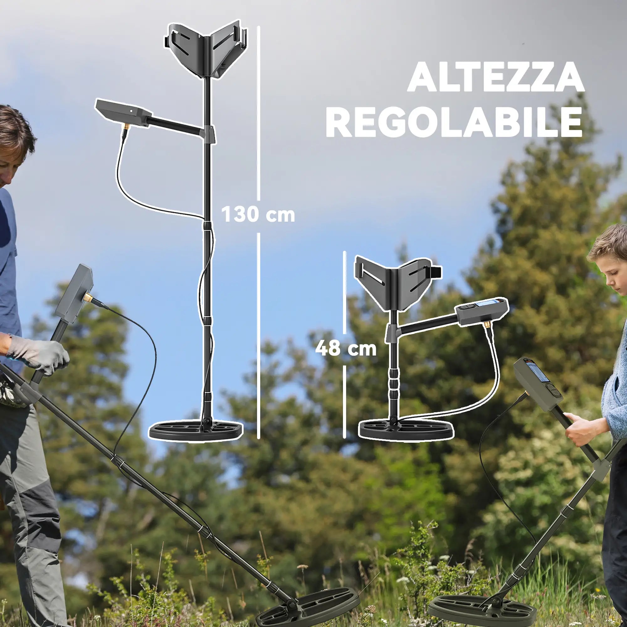 Professional Metal Detector with 5 Modes, IP68 Waterproof and Backlit LCD Display