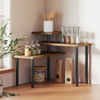 3-Tier Rotating Kitchen Shelf, Space-Saving, Wood and Steel, 40x10x36.5 cm, Rustic Brown