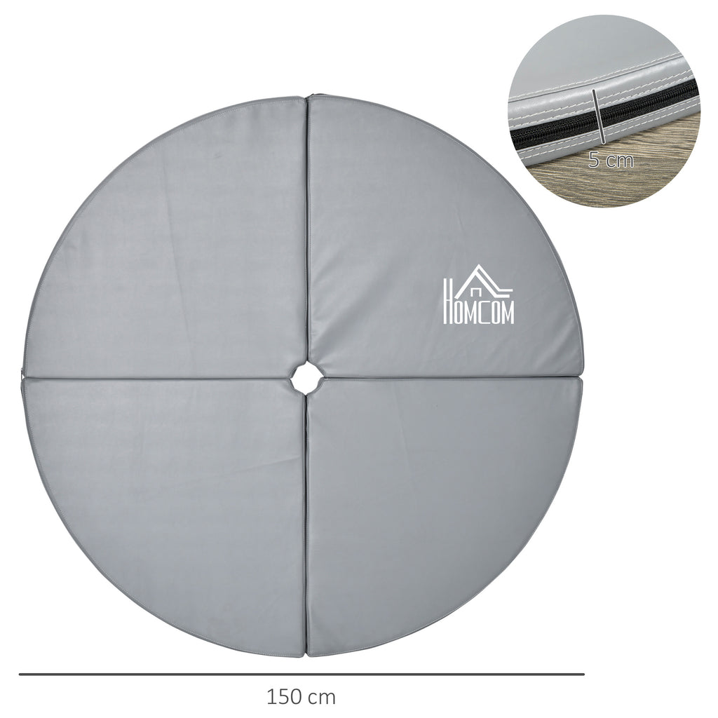 HOMCOM Non-Slip Foldable Pole Dance Mat in EPE Foam and PVC, Ø150x5cm, Grey