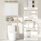 Bathroom Cabinet Above Toilet and Washing Machine with Cabinet and Open Shelf, 64x20x180 cm, White