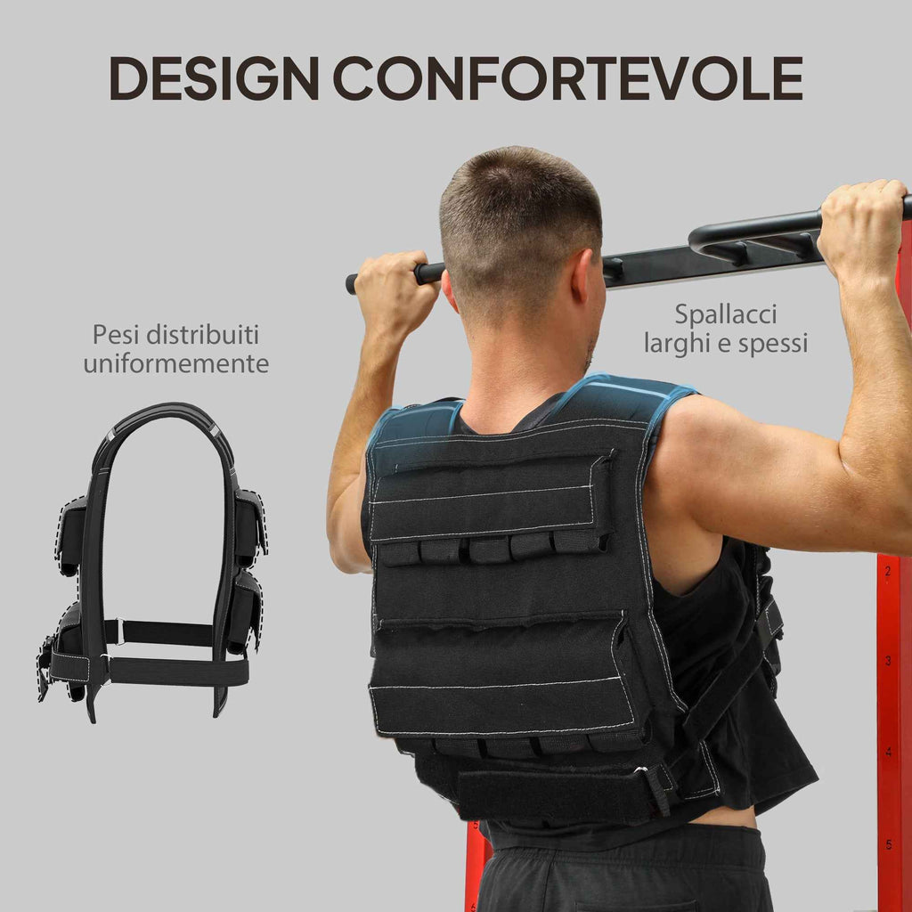 SPORTNOW Adjustable Weight Vest 20kg with 20 Weights, Vest with Reflective Strips, 50x40 cm, Black