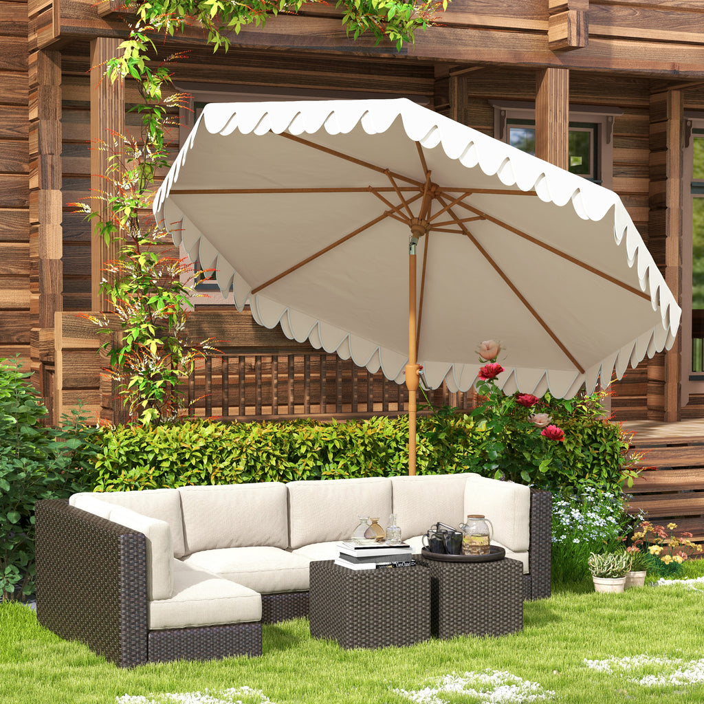 Garden Umbrella with Crank and Tilting, Air Vents and 8 Ribs, 2.7x2.4 m, Cream