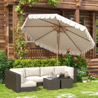 Garden Umbrella with Crank and Tilting, Air Vents and 8 Ribs, 2.7x2.4 m, Cream
