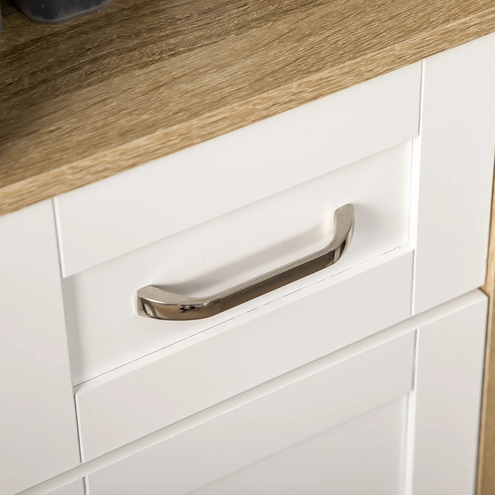 Tall Bathroom Cabinet in Chipboard with a Drawer, 2 Cabinets and 2 Adjustable Open Shelves, 37x30x184 cm