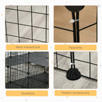 Modular Metal Rabbit Run with Ladder and Mounting Accessories, 175x105x70cm - Black