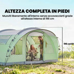 Outsunny Large Multi-Room Tent for 2-4 People, with Windows and Veranda, Green