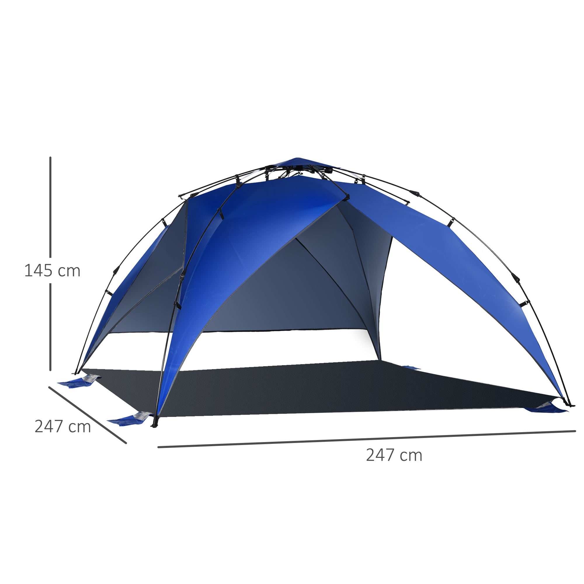 Pop Up Beach Tent for 4-6 People with UV Protection, Carry Bag, 247x247x145cm, Blue