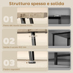 HOMCOM Nordic Style Coffee Table with Adjustable Feet, Wood and Steel, 100x50x45 cm, Black and Oak
