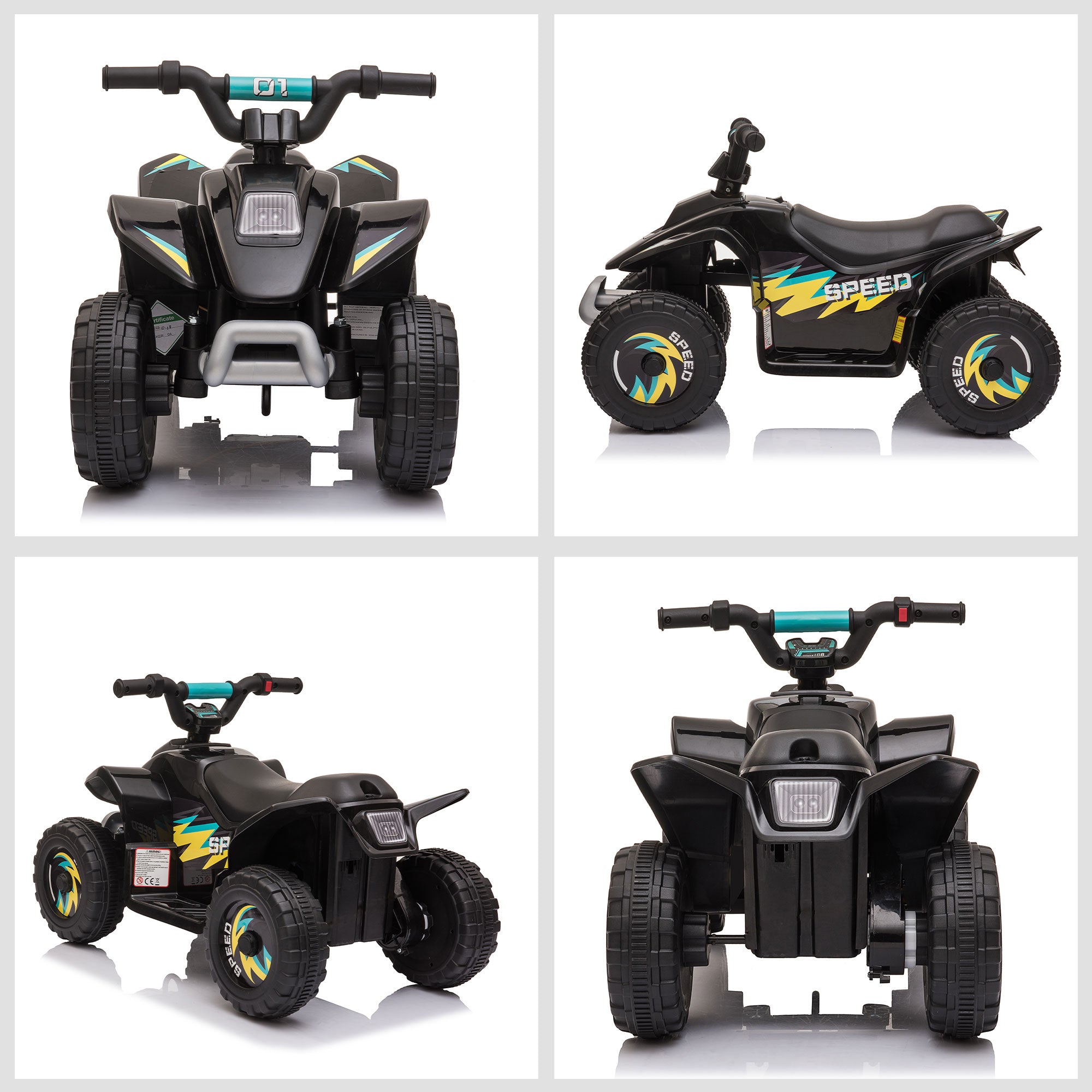Electric Quad Bike for Children 18-36 Months with 6V Rechargeable Battery, 72x40x45.5 cm, Black