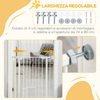 Dog Gate with Small Door, Pressure Fit and Self-Closing, 74-80x91.4cm, White