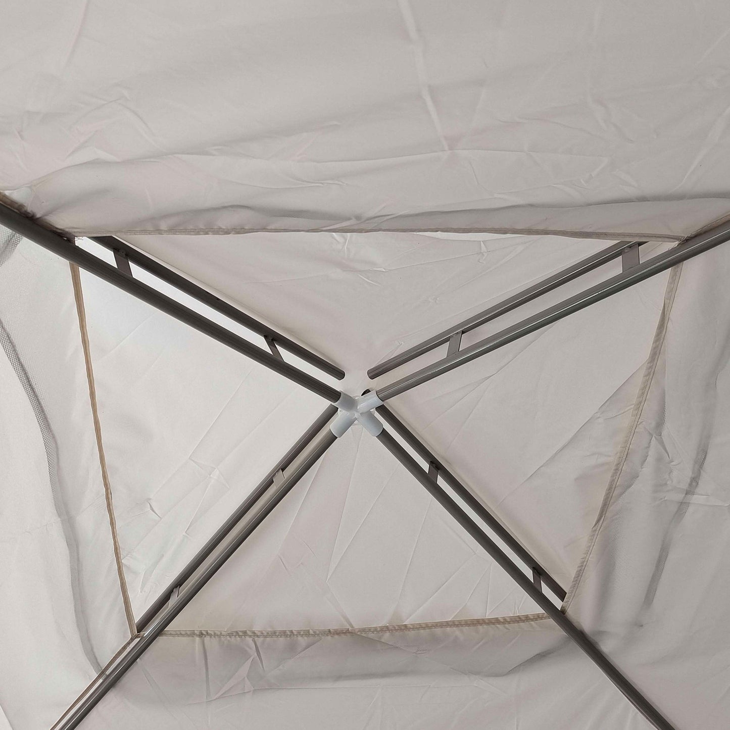 Garden Gazebo 3x3 m with Mosquito Net, Flysheet and 8 Holes, Steel and Polyester Cream White