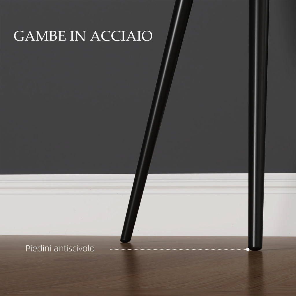 Set of 2 Modern Dining Chairs with Armrests, Padded Seat and Steel Legs, 54x57x80cm, Black