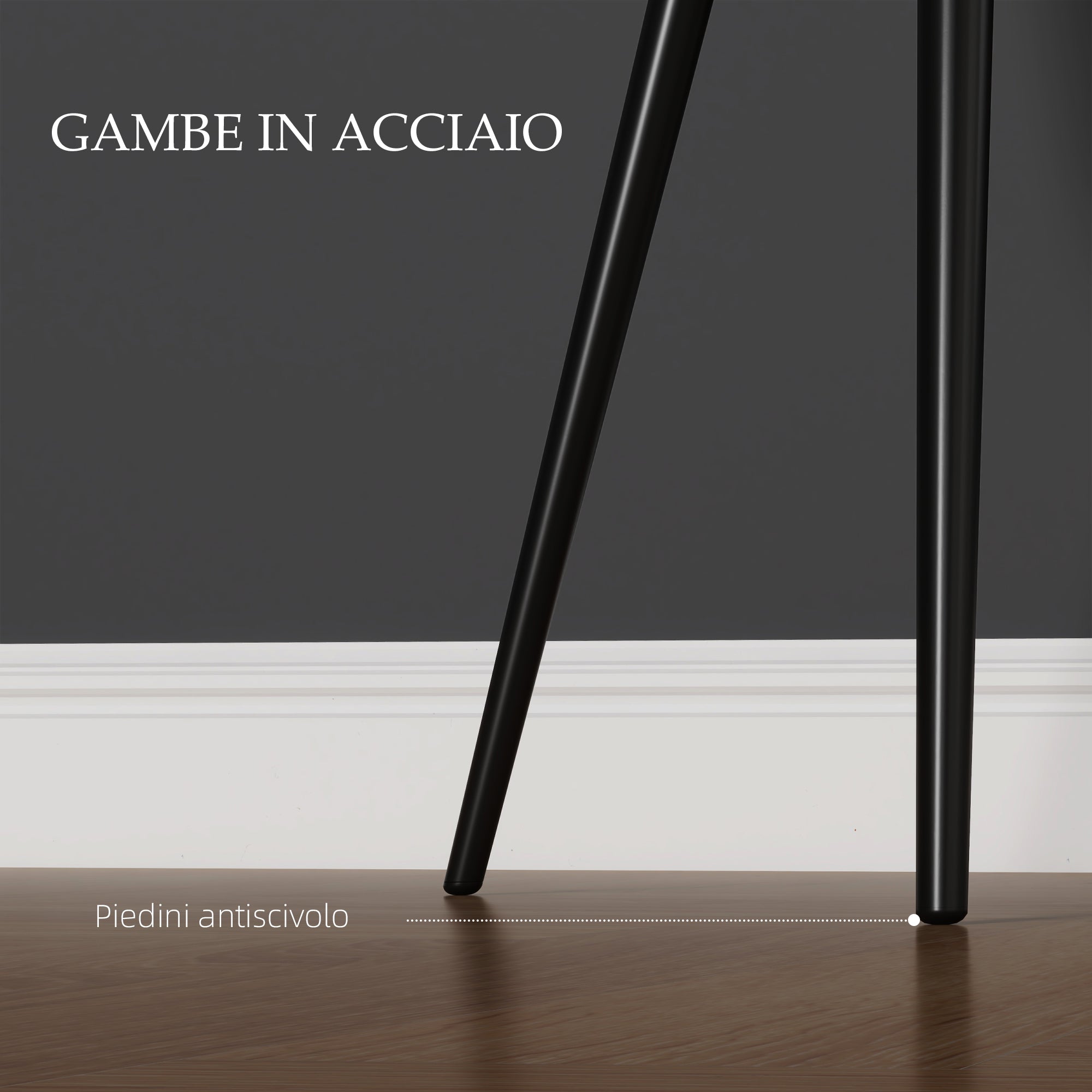 Set of 2 Modern Dining Chairs with Armrests, Padded Seat and Steel Legs, 54x57x80cm, Black