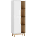 HOMCOM Tall Bathroom Cabinet, Space-Saving Bathroom Cabinet with 2 Doors and 4 Open Shelves, Adjustable Shelves, for Laundry Room, 62.5x35x176 cm, White