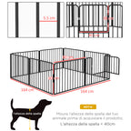 8-Panel Modular Indoor/Outdoor Dog Playpen, Steel, 164x164x60 cm, Black