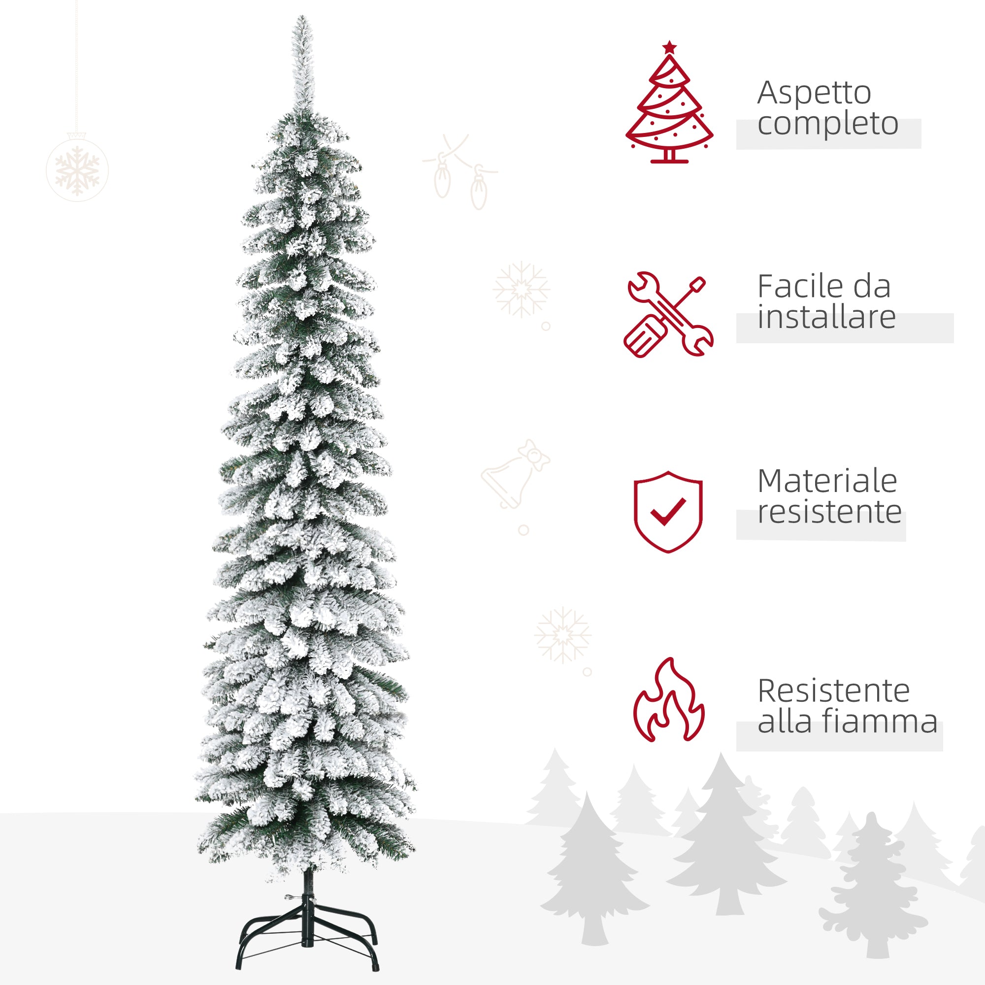 2-Section Snow-Covered Christmas Tree with 395 Metal and Plastic Branches, 46x46x180cm, Green