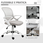 Grey Mesh Fabric Rocking Office Chair, Ergonomic Swivel Desk Chair with Adjustable Height