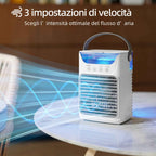 HOMCOM Table Fan with 3 Speeds, RGB Light and Adjustable Head, White