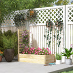 Planter with Trellis for Climbing and Open Bottom, in Fir Wood, 115x60x110 cm, Wood color