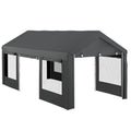 Outsunny 6x3m Dark Grey Adjustable Height Car and Party Tent with 4 Doors and 4 Windows