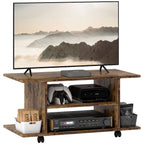 Modern TV Stand with Shelves, Swivel Wheels and Brakes, 80x40x40 cm, Rustic Brown