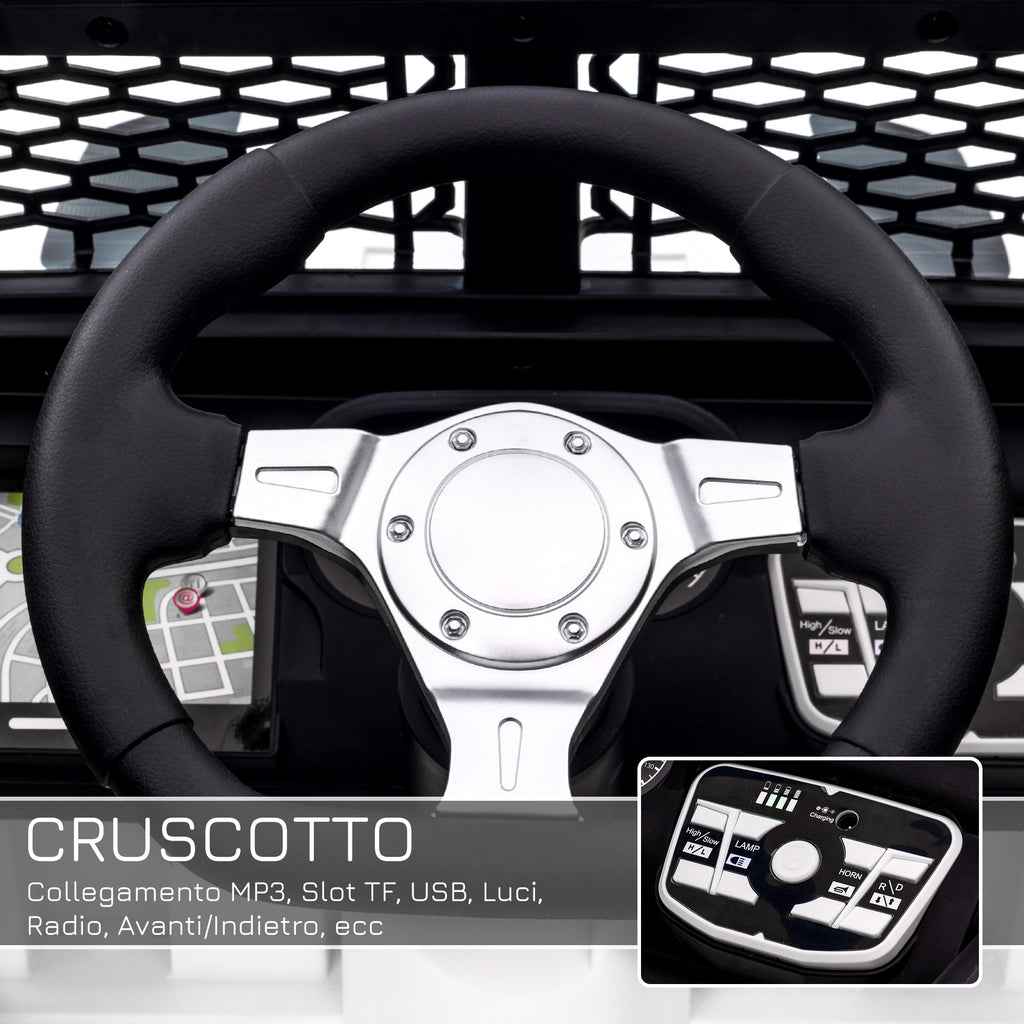 Electric Kids Car Jeep Off-Road with Remote Control and 2 Speeds, 100x65x72 cm, White