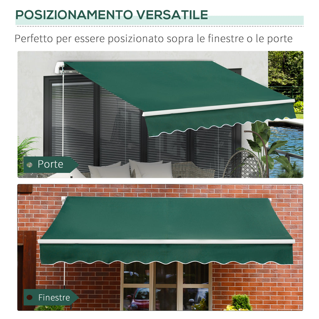 Outsunny 3x2m Adjustable Angle Crank Awning in Aluminum, Steel and Green Polyester