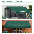 Outsunny 3x2m Adjustable Angle Crank Awning in Aluminum, Steel and Green Polyester