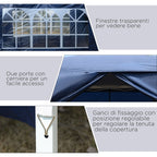 Foldable Garden Gazebo with Ropes and Pegs Included, 2.95x2.95x2.58 m, Blue - Borge' Group Limited