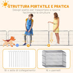 Dog and Puppy Playpen with 16 Modular Panels and 2 Entrances, 80x1.5x60cm