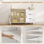 Kitchen Cabinet with 3 Drawers and 2 Soft-Close Doors, Adjustable Shelves, 120x38x76 cm, White