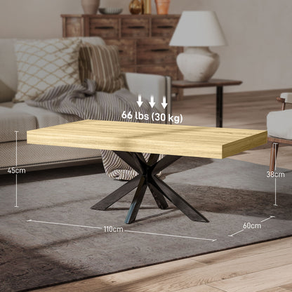 Industrial Style Coffee Table in Wood and Steel, 110x60x45 cm, Black and Wood Color