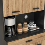 Wooden Kitchen Sideboard with 2 Door Cabinets and Drawer, 80x40x180 cm, Black and Wood Color