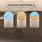 Umbrella Base with Wheels Fillable up to 20 kg for Ø22-38 mm Poles, 45x45x39 cm, Brown