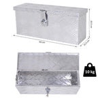 2 kg Tool Box with Key Lock, in Aluminum Sheet, 50x15.5x20.5 cm, Silver
