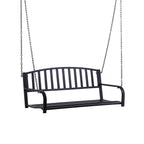 2-Seater Hanging Garden Swing, Romantic Black Metal Outdoor Bench, 127 x 60 x 47cm