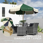 Outsunny Garden Umbrella with Wood Effect Frame, Color Block Canopy with 8 Ribs, UV 30+