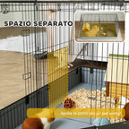 2 in 1 Small Animal Cage, Removable Lid and Separate Sections, 121x61x61 cm, Black
